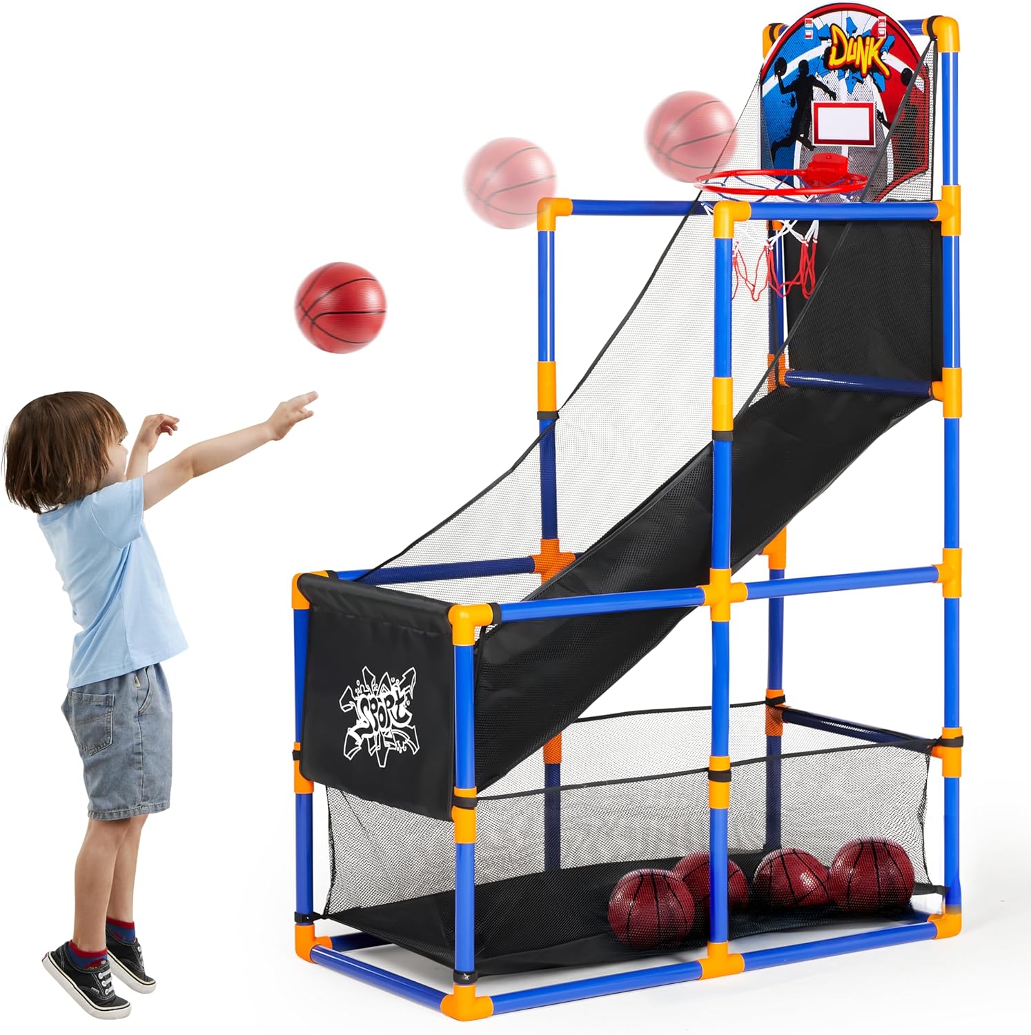 JOYIN Kids Arcade Basketball Hoop Game Set & 4 Balls, Indoor & Outdoor Toy